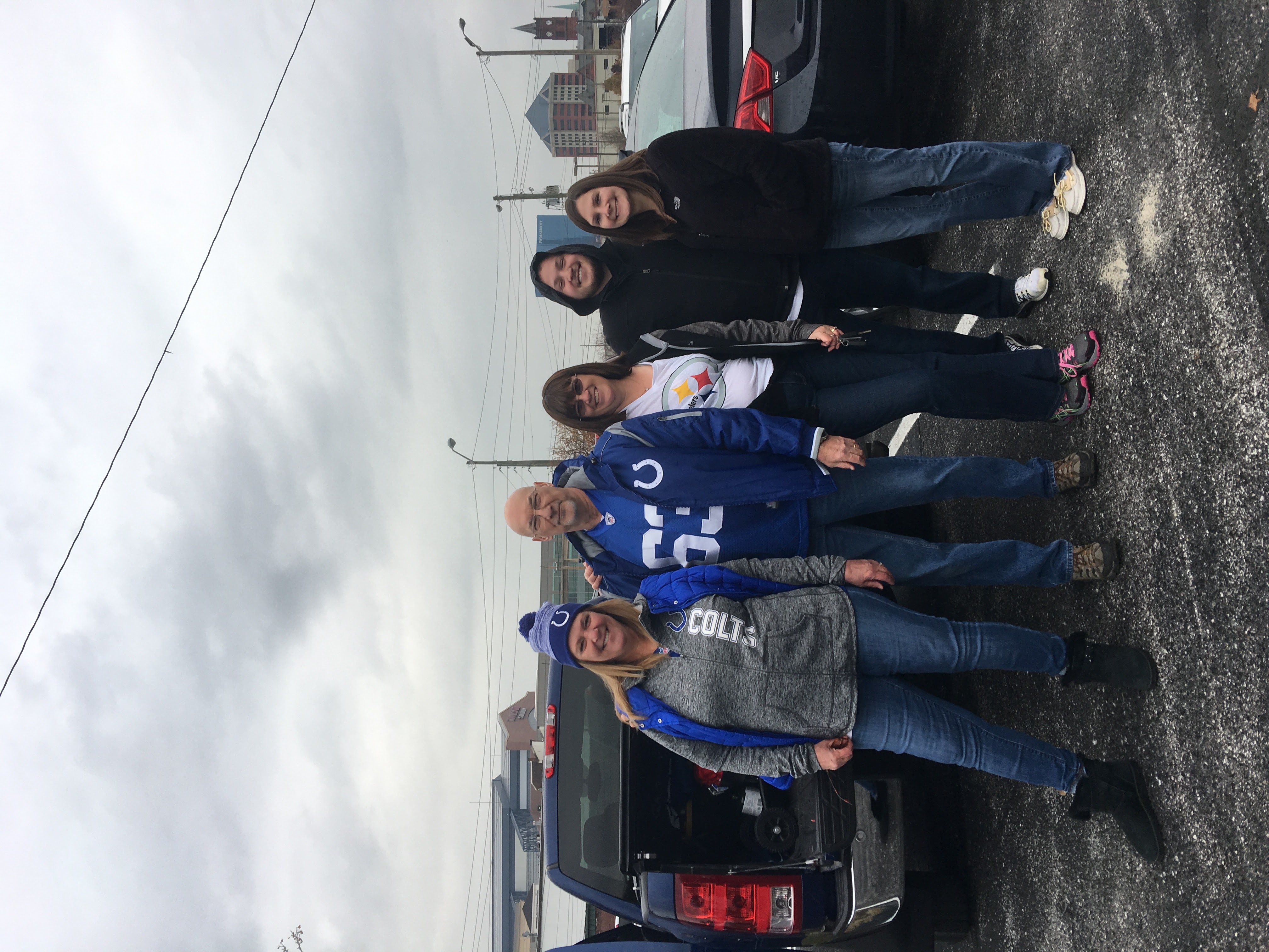 Sandy with Indianapolis Colts fans.