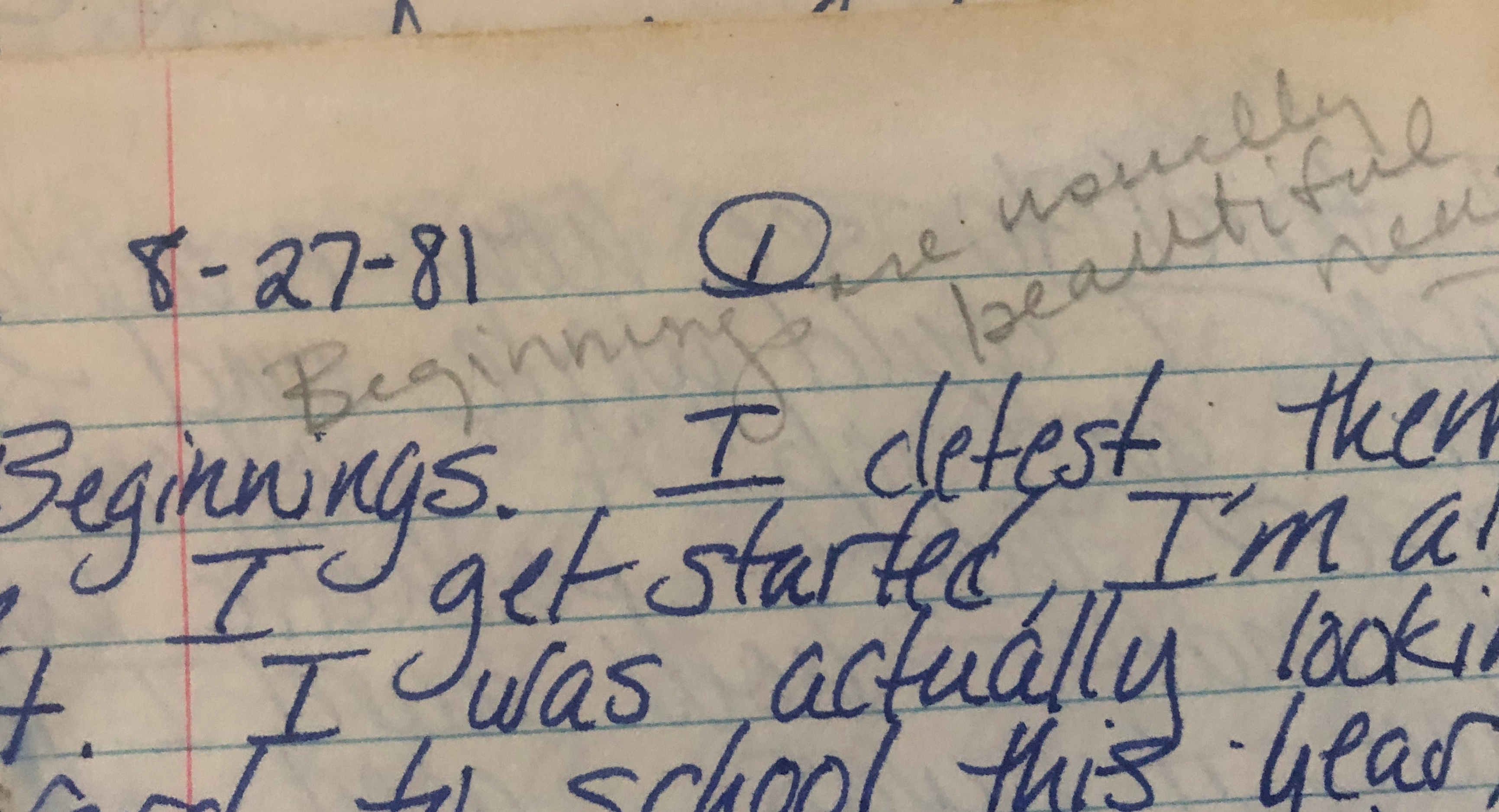 photo of Bev's creative writing journal from 1981