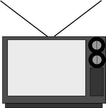 TV with Rabbit Ears on top in the shape of a V