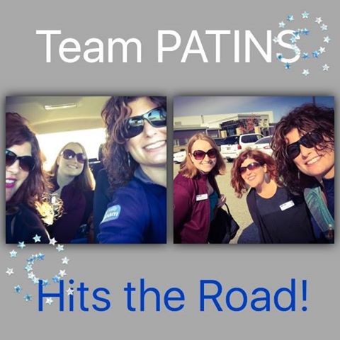 Kelli Suding, Rachel Herron & Jessica Conrad are pictured with the words team PATINS hits the road