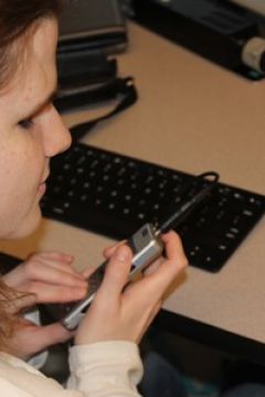 Student using a Digital Player/Recorder